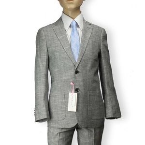 Isaac Mizrahi Slim Boys Suit Sz 14 Charcoal